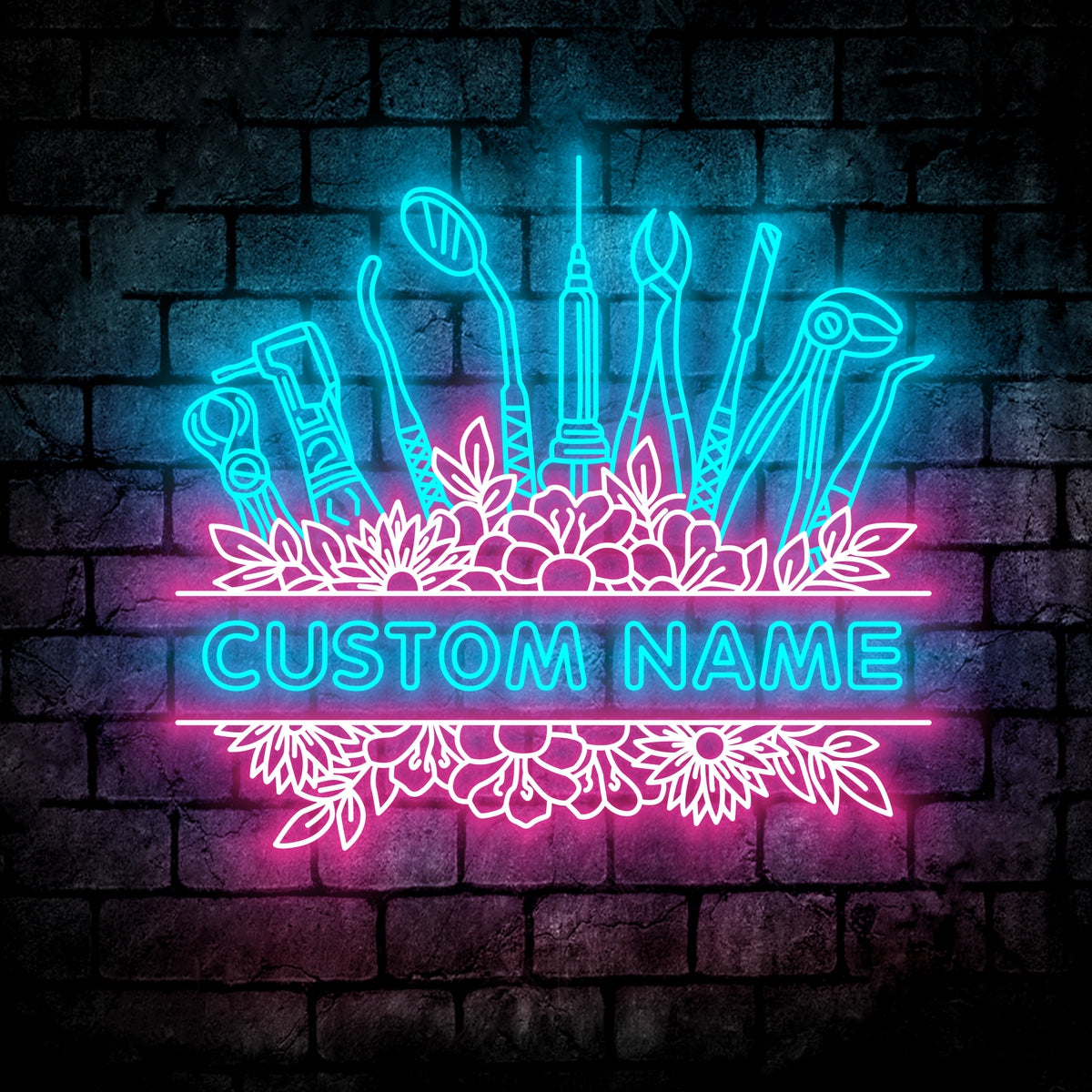 Personalized Name Dentist Neon Sign - Custom Name Dentist Neon Signs For Company Logo or Business Signs