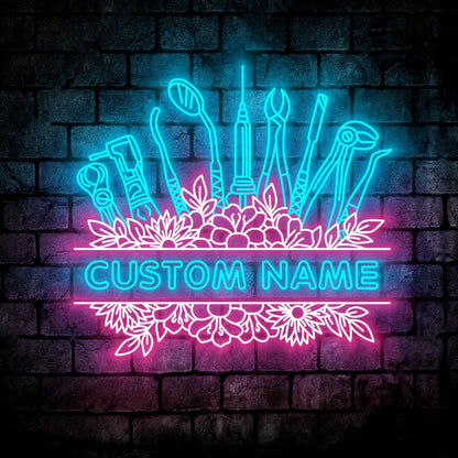 Personalized Name Dentist Neon Sign - Custom Name Dentist Neon Signs For Company Logo or Business Signs