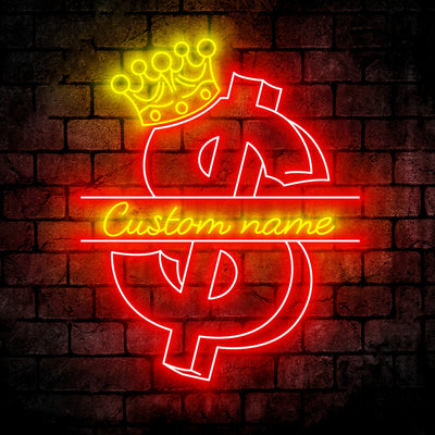 Dollar King Neon Sign - Custom Name Dollar King Neon Signs For Home, Birthday Gift Giving Name Neon Lights