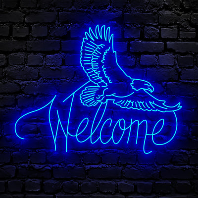 Eagle Welcome Neon Sign, Custom Eagle Welcome Gift To Independence Day Led Neon Sign
