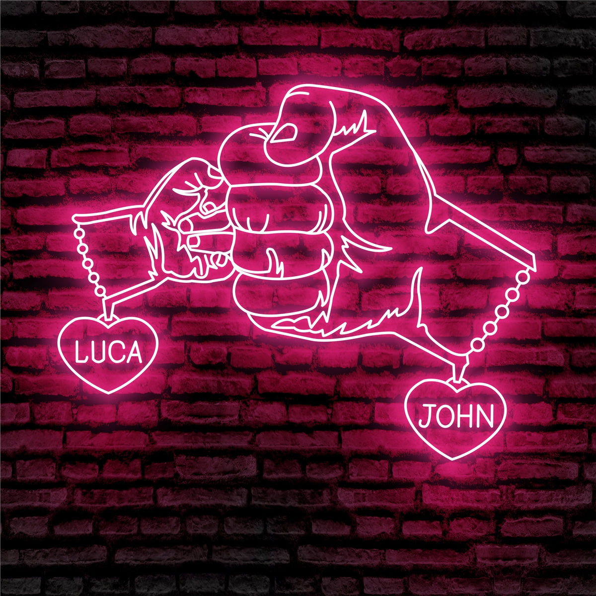 Fist Bump Dad And Baby Neon Sign - Custom Name Fist Bump Dad And Baby Neon Signs For Home, Birthday Gift Giving Name Neon Lights