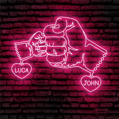 Fist Bump Dad And Baby Neon Sign - Custom Name Fist Bump Dad And Baby Neon Signs For Home, Birthday Gift Giving Name Neon Lights