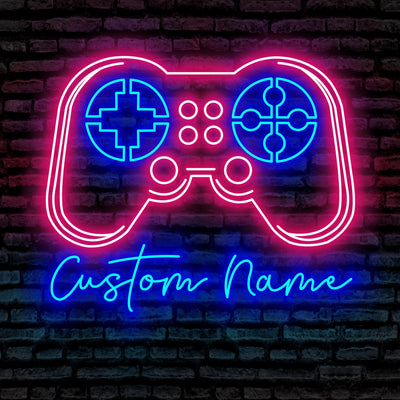 Gamer Neon Sign - Custom Name Game Controller Neon Sign for Gamer Room Decor