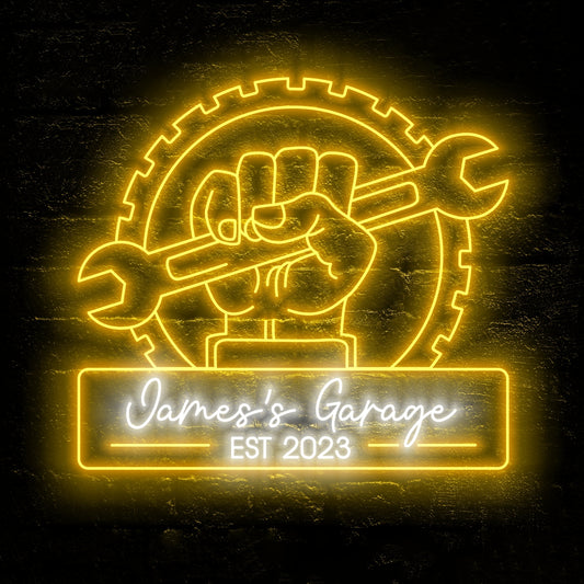 Garage LED Neon Sign - Personalized Name Garage Neon Sign - Custom Name Logo Bussiness Neon Sign