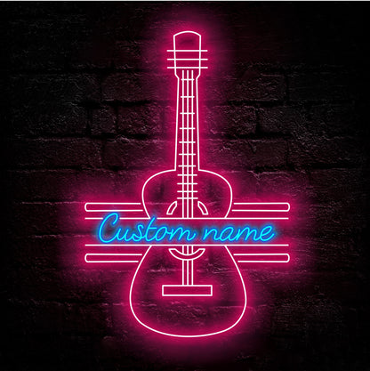 Guitar Neon Sign - Custom Name Guitar Led Neon Sign - Gift Idea for Guitar Lovers