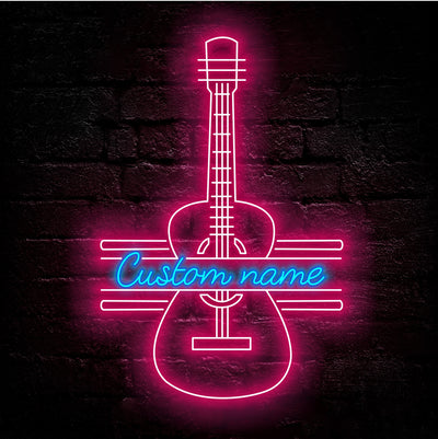 Guitar Neon Sign - Custom Name Guitar Led Neon Sign - Gift Idea for Guitar Lovers