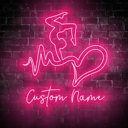 Personalized Name Gymnastics Neon Sign - Custom Name Logo Neon Sign