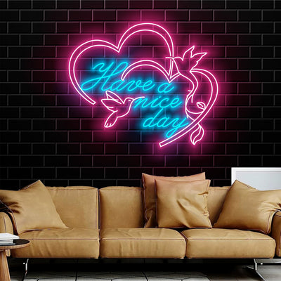 Have A Nice Day Neon Sign, Custom Heart Have A Nice Day Neon Sign for Decor Wall Art