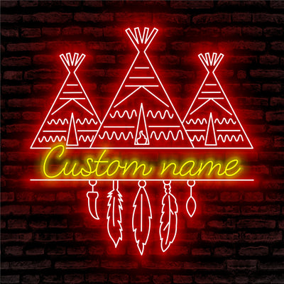 Native American Neon Sign - Custom Name Native American Neon Signs For Home, Birthday Gift Giving Name Neon Lights