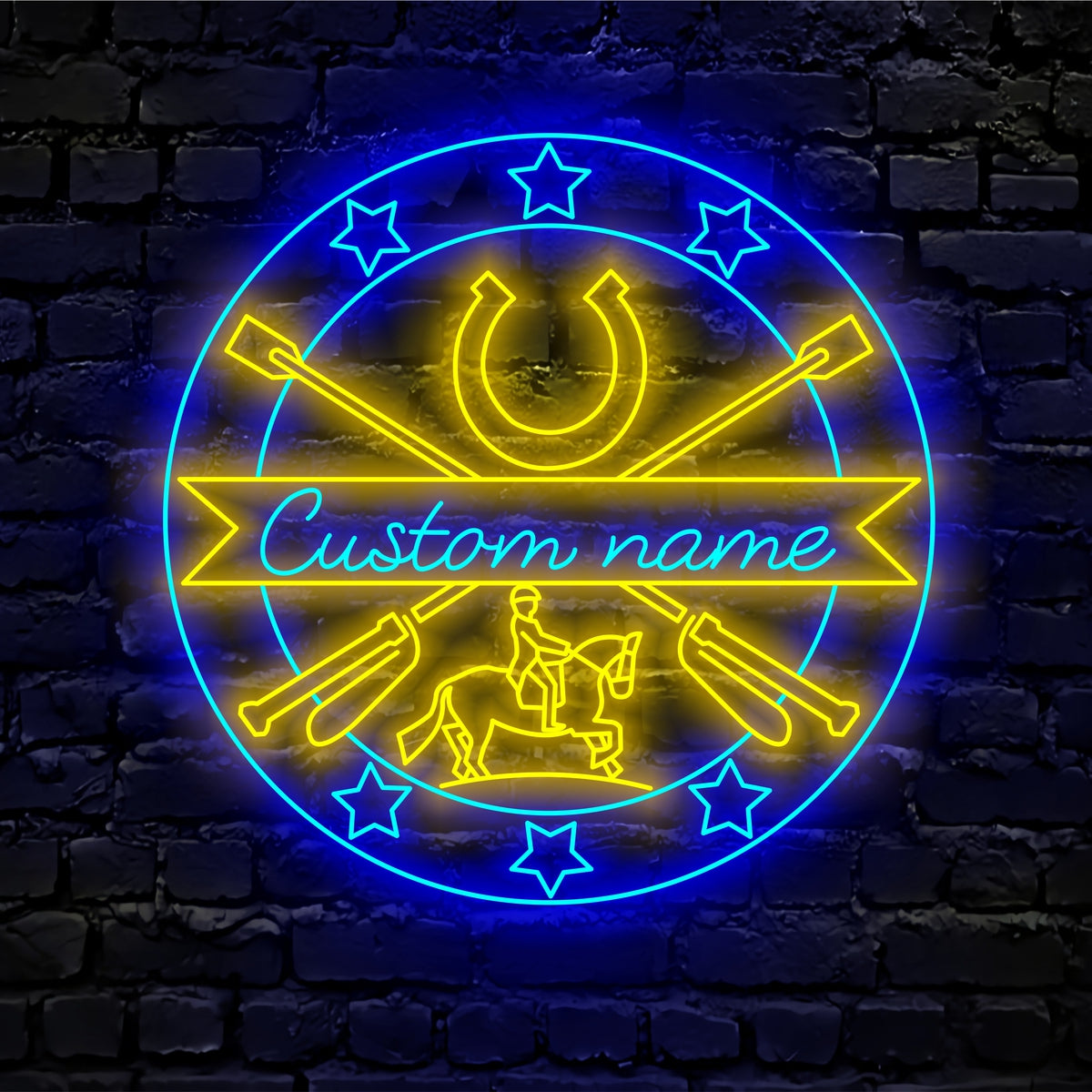 Horse Rider Helmet Neon Sign - Custom Name Horse Rider Helmet Neon Signs For Home, Birthday Gift Giving Name Neon Lights