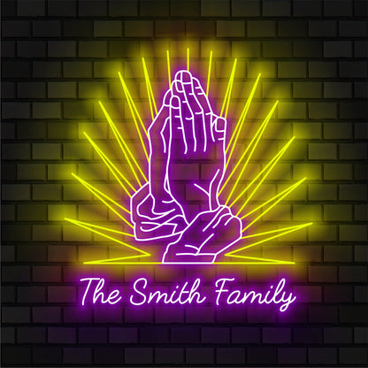 Jesus Faith and Pray Neon Sign, Personalized House Neon Sign For Home Decor