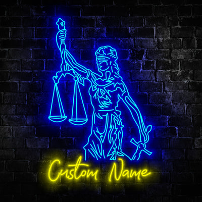 Justice Lady Neon Sign - Custom Name Justice Lady Neon Signs For Home, Birthday Gift Giving Name Neon Lights