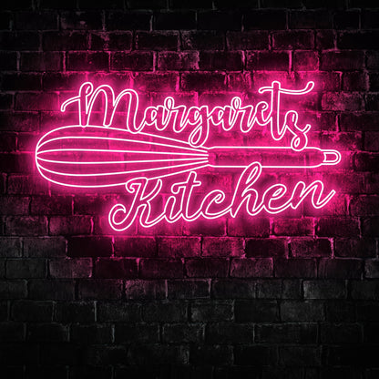 Kitchen, Egg Whisker, Mom's Kitchen Neon Sign - Custom Name Kitchen, Egg Whisker, Mom's Kitchen Neon Signs For Home, Birthday Gift Giving Name Neon Lights