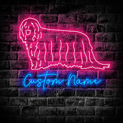 Komondor Dog Neon Sign - Personalized Name Komondor Dog Neon Sign - Dog Lover Gifts