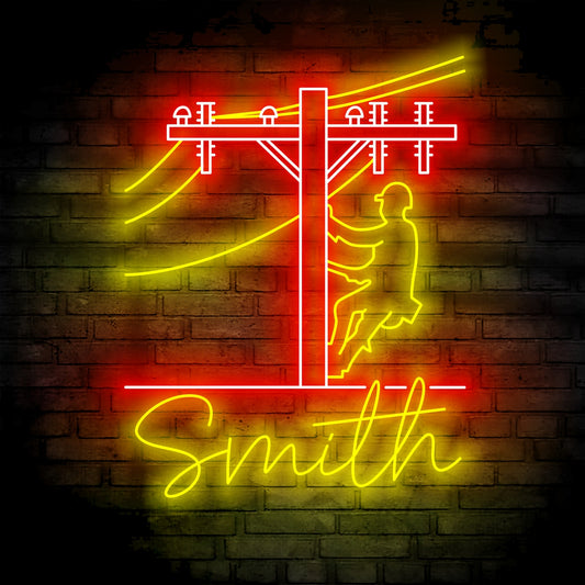 LINEMAN Neon Sign - Custom Name LINEMAN Neon Signs For Home, Birthday Gift Giving Name Neon Lights