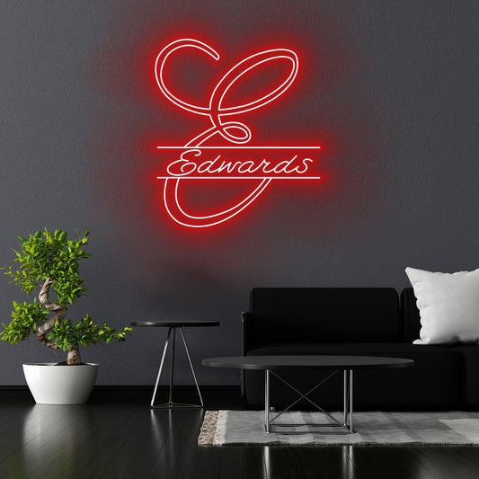 Last Name Neon Sign with Monogram and Established Date Neon Sign, Wedding gift, Wedding Decor, Anniversary Gift