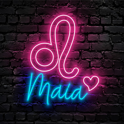 Leo Zodiac Led Neon Sign - Personalized Name Leo Neon - Custom Zodiac Neon Sign