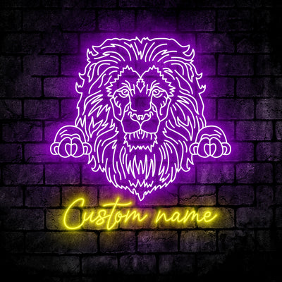 Lion Neon Sign - Custom Name Lion Neon Sign For Home, Birthday Gift Giving Name Neon Lights