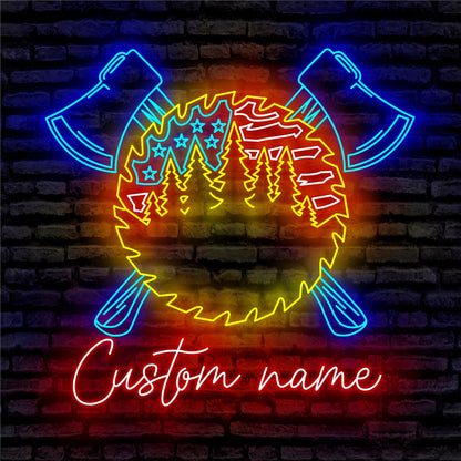 Lumber Jack Saw Neon Sign - Custom Name Lumber Jack Saw Neon Signs For Home, Birthday Gift Giving Name Neon Lights