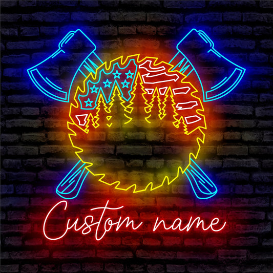 Lumber Jack Saw Neon Sign - Custom Name Lumber Jack Saw Neon Signs For Home, Birthday Gift Giving Name Neon Lights