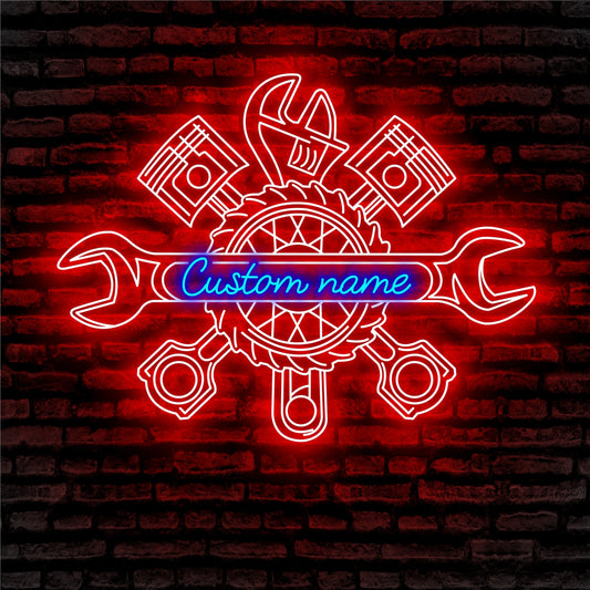 Mechanic Dad Garage Neon Sign - Custom Name Mechanic Dad Garage Neon Signs For Home, Birthday Gift Giving Name Neon Lights