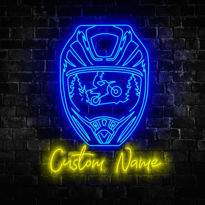 Motorcycle Helmet Neon Sign - Custom Name Motorcycle Helmet Led Neon Sign - Gift Idea for Motorcycle Helmet Lovers