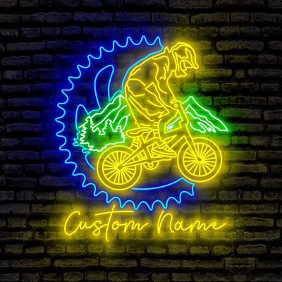 Mountain Biking Neon Sign - Custom Name Mountain Biking Led Neon Sign - Gift Idea for Mountain Biking