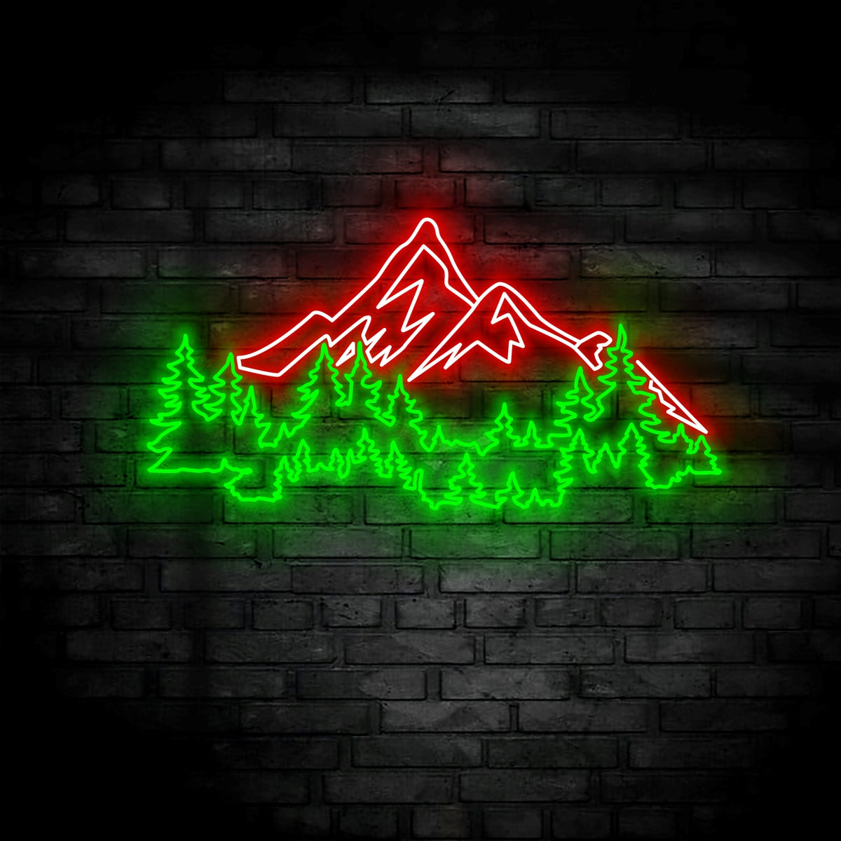 Nature Mountain Forest Neon Sign Wall Art LED Light Hill Tree Large Adventure Neon Sign Home Hiking Decor Camper Hiker Nursery Decoration Birthday