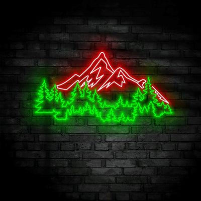 Nature Mountain Forest Neon Sign Wall Art LED Light Hill Tree Large Adventure Neon Sign Home Hiking Decor Camper Hiker Nursery Decoration Birthday