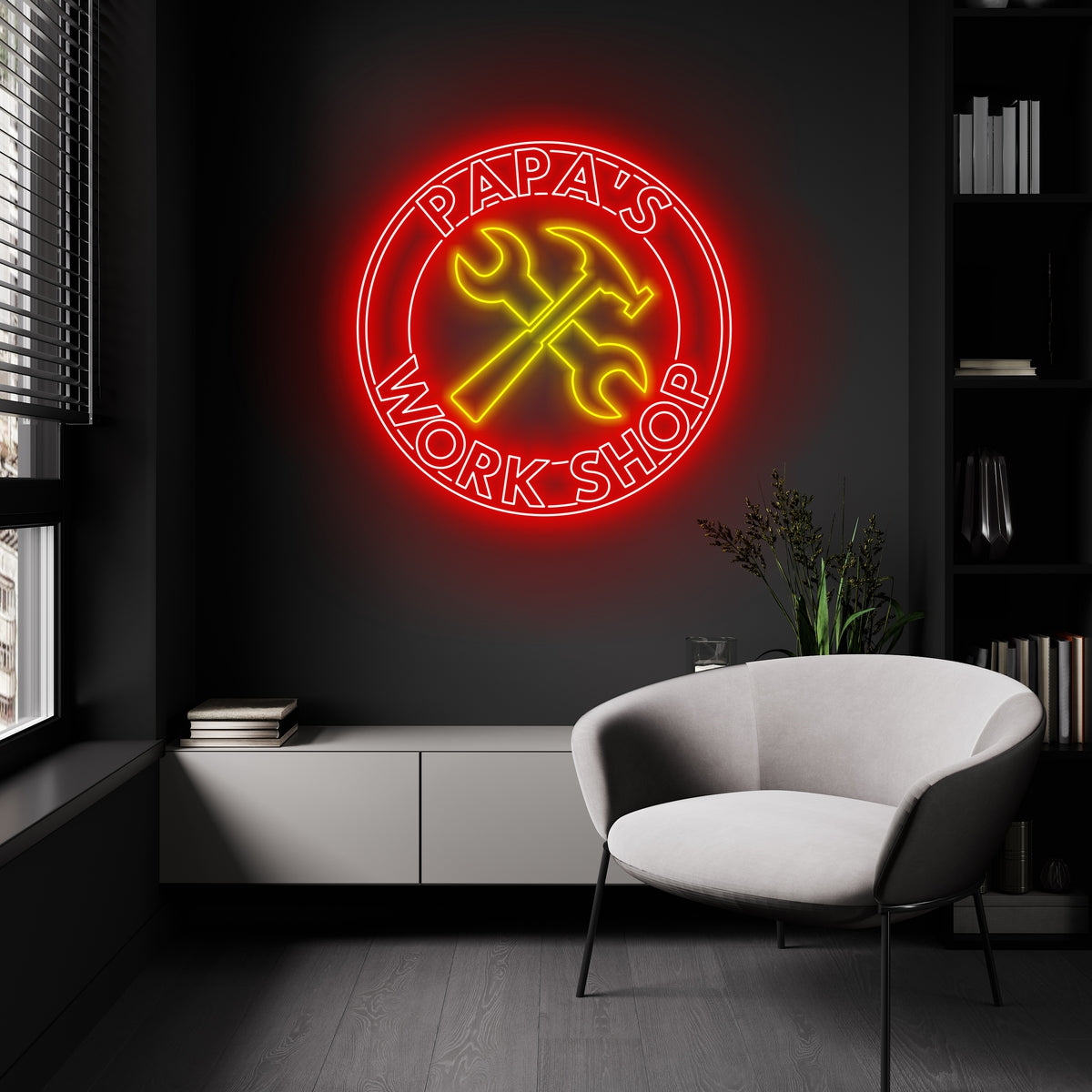 Papas Work Shop Neon Sign - Personalized Name Papas Work Shop Neon Sign - Father Day Gifts