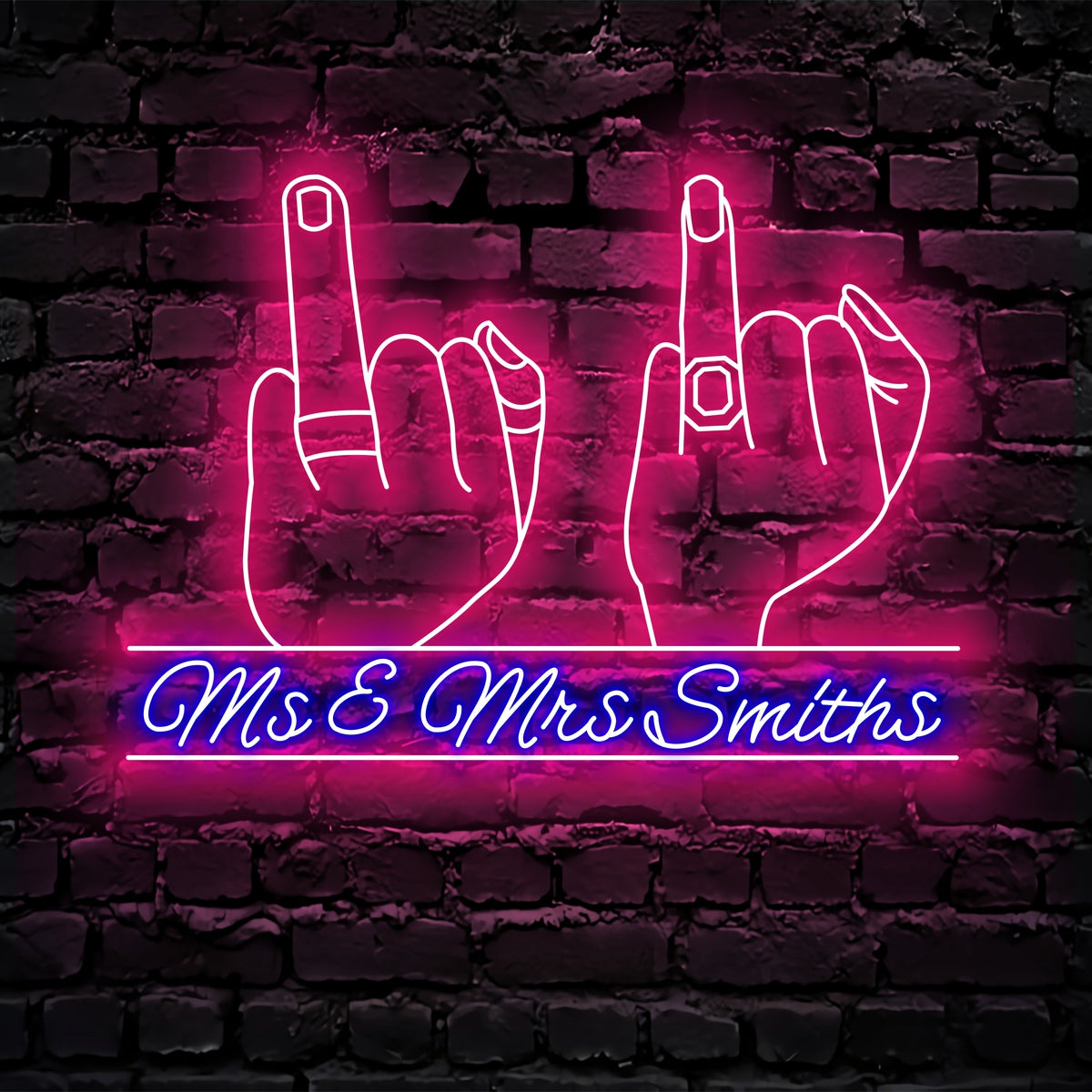 Couple Ring Finger Neon Sign - Custom Name Couple Ring Finger Neon Signs For Home, Birthday Gift Giving Name Neon Lights