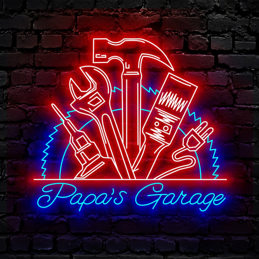Personalized Garage Neon Sign - Custom Name Personalized Garage Neon Signs For Home, Birthday Gift Giving Name Neon Lights
