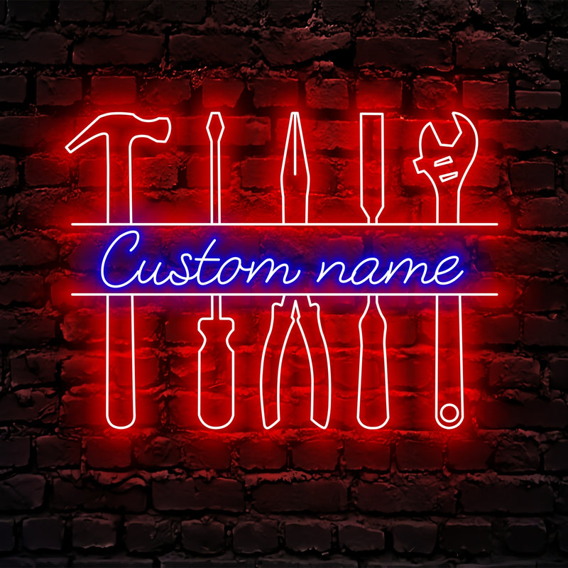 Handyman Tools Neon Sign - Custom Name Handyman Tools Neon Signs For H ...