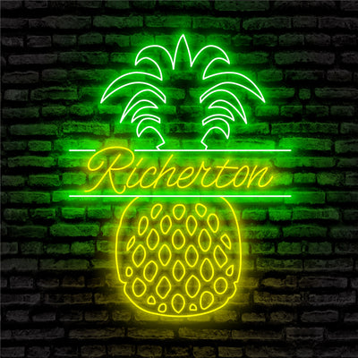 Pineapple Neon Sign - Custom Name Pineapple Neon Signs For Home, Birthday Gift Giving Name Neon Lights