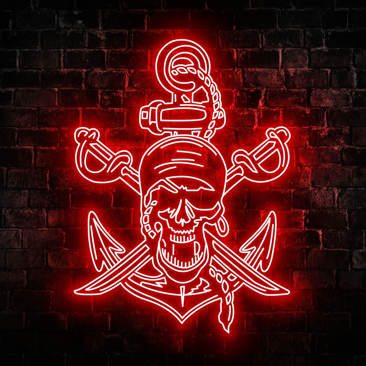 Pirate Skull Anchor Neon Sign - Custom Name Pirate Skull Anchor Neon Signs For Home, Birthday Gift Giving Name Neon Lights