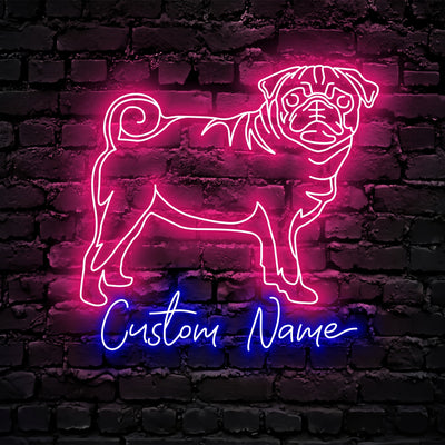 Pug Dog Dog Neon Sign - Personalized Name Pug Dog Dog Neon Sign - Dog Lover Gifts