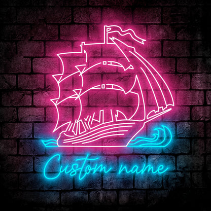 Sailboat Neon Sign - Custom Name Sailboat Neon Signs For Home, Birthday Gift Giving Name Neon Lights