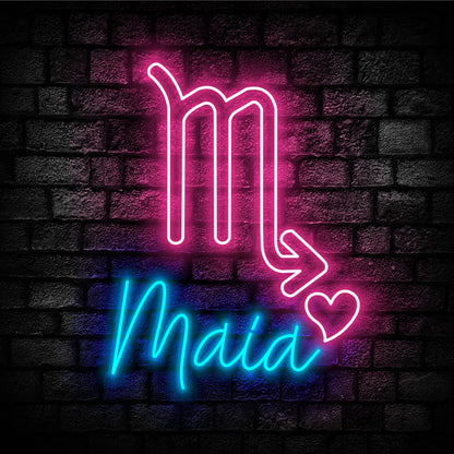 Scorpio Zodiac Led Neon Sign - Personalized Name Scorpio Neon - Custom Zodiac Neon Sign