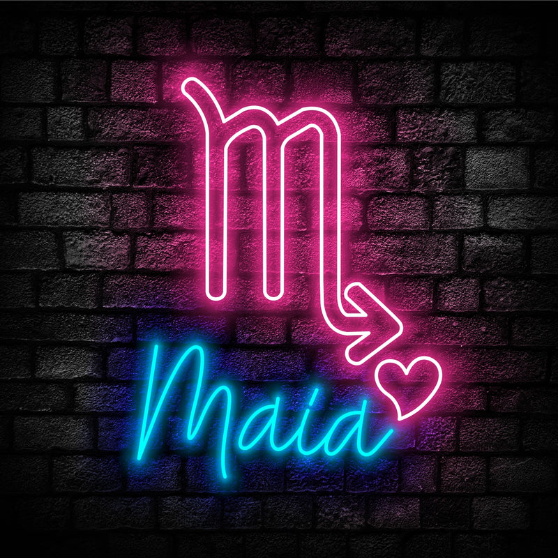 Scorpio Zodiac Led Neon Sign - Personalized Name Scorpio Neon - Custom Zodiac Neon Sign