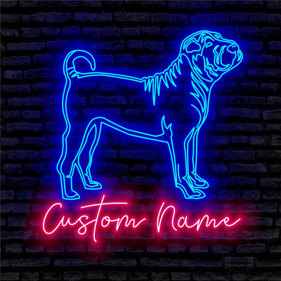 Shar Pei Dog Neon Sign - Personalized Name Shar Pei Dog Neon Sign - Dog Lover Gifts