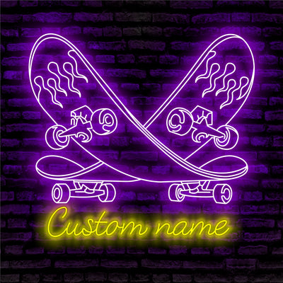 Skate Neon Sign - Custom Name Skate Neon Signs For Home, Birthday Gift Giving Name Neon Lights