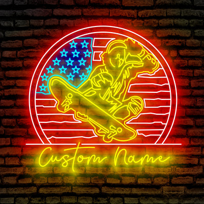 Skateboarding Man Neon Sign - Custom Name Skateboarding Man Led Neon Sign - Gift Idea for Skateboarding Man