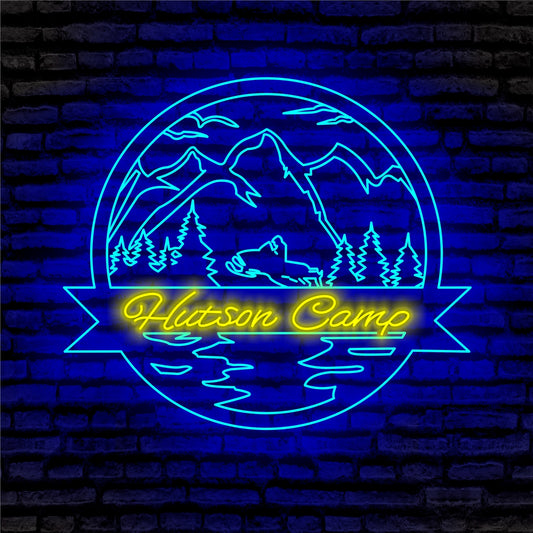 Skiing Camp Neon Sign - Custom Name Skiing Camp Neon Signs For Home, Birthday Gift Giving Name Neon Lights