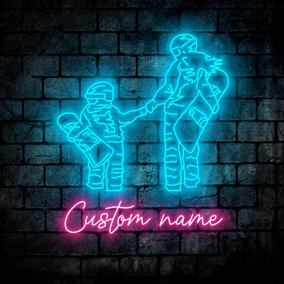 Personalized Name Snowboarding Girl Neon Sign - Custom Name Snowboarding Neon Signs For Home, Birthday Gift Giving Name Neon Lights