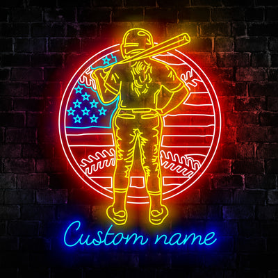 Personalized Name Softball Girl Neon Sign - Softball Girl Neon Signs For Home, Birthday Gift Giving Name Neon Lights
