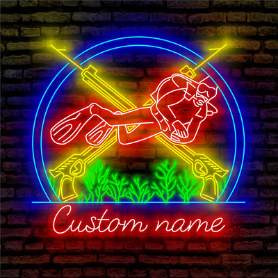 Spearfishing Neon Sign - Custom Name Spearfishing Neon Signs For Home, Birthday Gift Giving Name Neon Lights