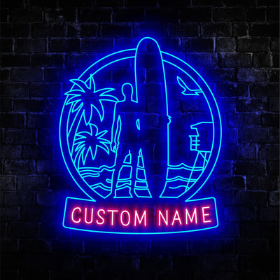 Surfboard Neon Sign - Custom Name Surfboard Payer Led Neon Sign - Gift Idea for Surfboard Payer Lovers