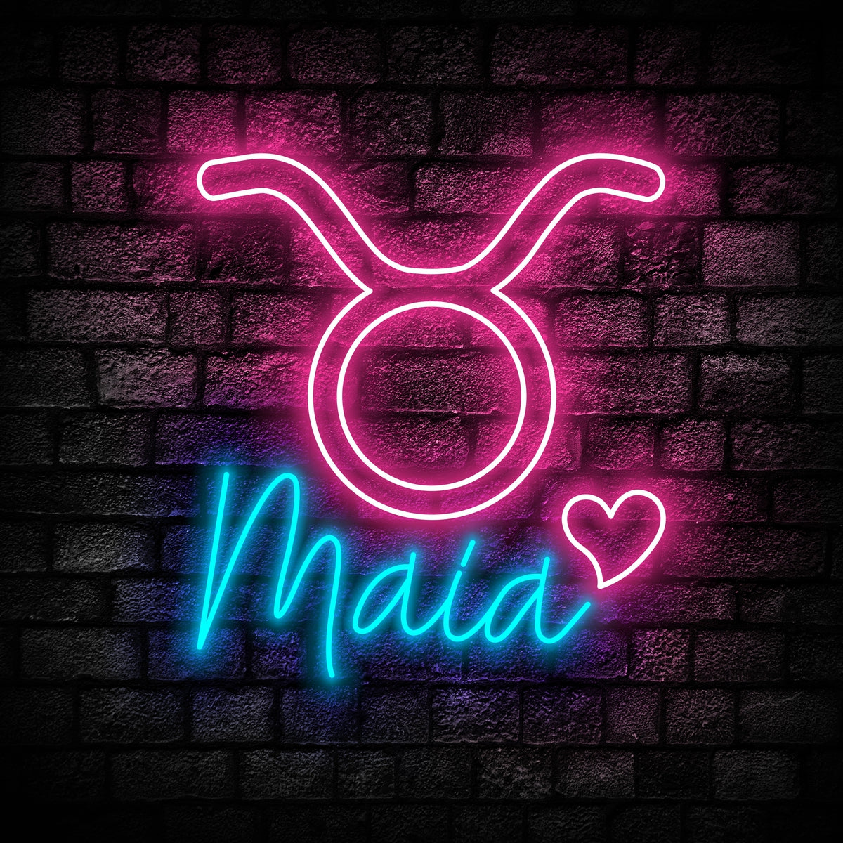 Taurus Zodiac Led Neon Sign - Personalized Name Taurus Neon - Custom Zodiac Neon Sign