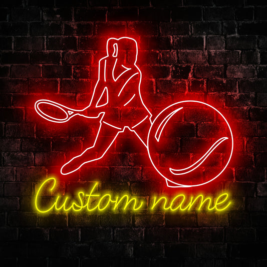 Tennis Female Player Neon Sign - Custom Name Tennis Female Player Neon Signs For Home, Birthday Gift Giving Name Neon Lights