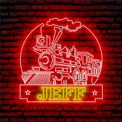 Train Station Neon Sign - Custom Name Train Station Neon Signs For Home, Birthday Gift Giving Name Neon Lights